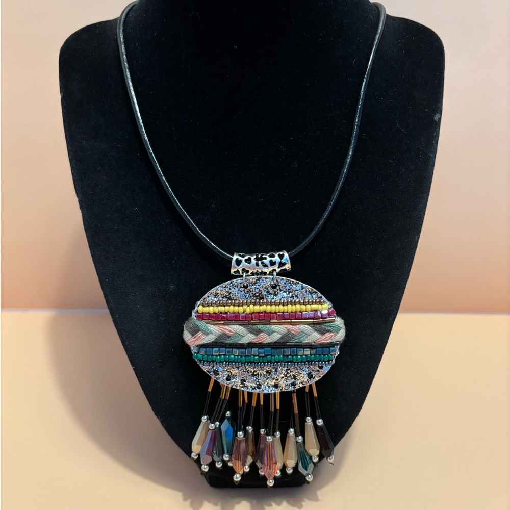 L&B Silver Tone Bohemian Design Necklace 17”+2”